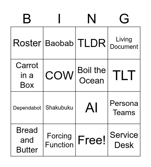 TLT Bingo Card