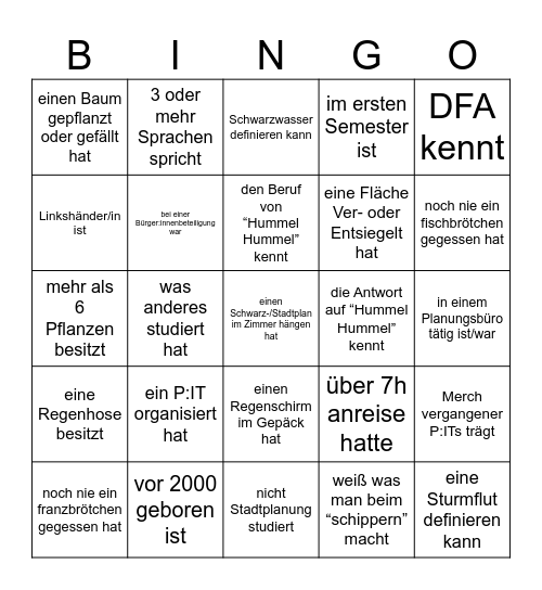Finde jemanden die/der... Bingo Card