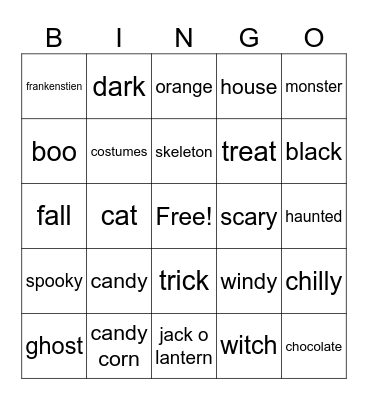 Halloween Bingo Card