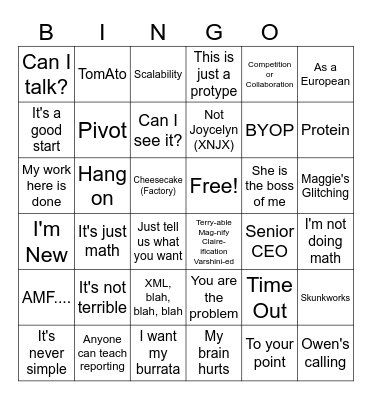 BLU Leadership Bingo Card
