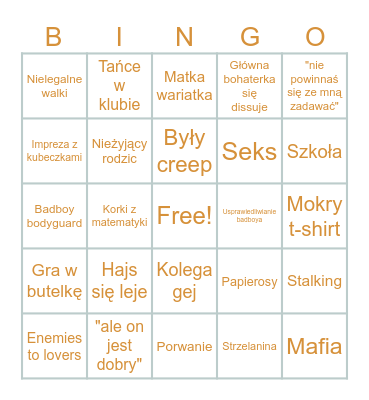 Wattpadowe bingo Card