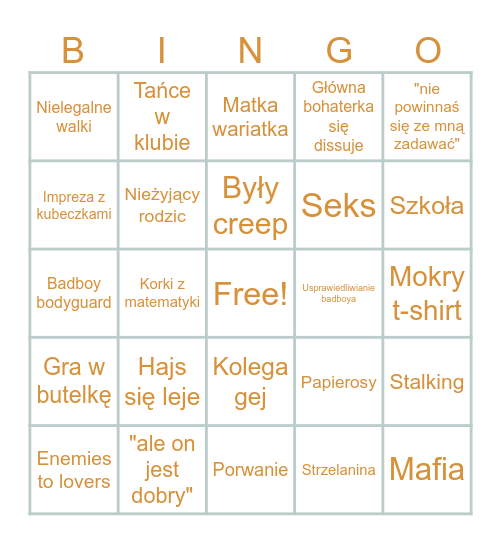 Wattpadowe bingo Card