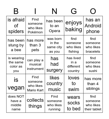 Find Someone Who... Bingo Card