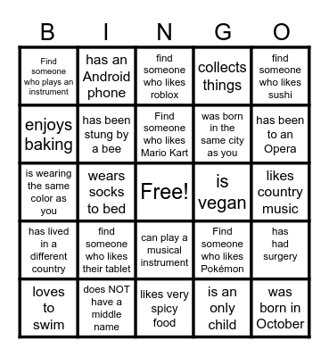 Find Someone Who... Bingo Card