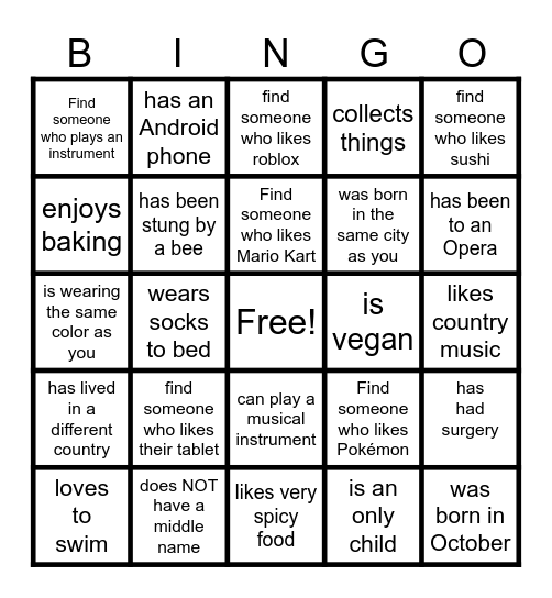 Find Someone Who... Bingo Card