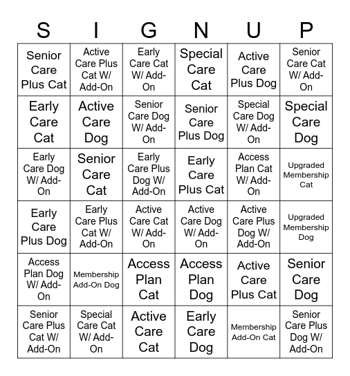 OWP Bingo Card