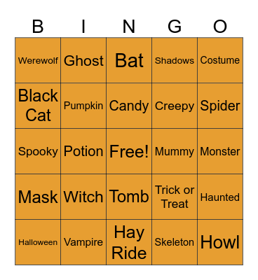 Halloween Bingo Card