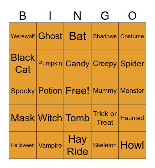 Halloween Bingo Card