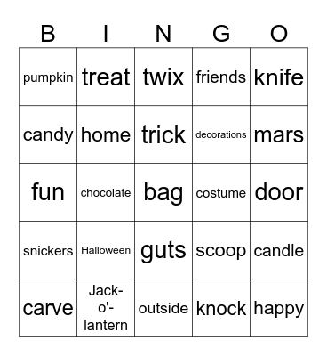 Halloween BINGO Card