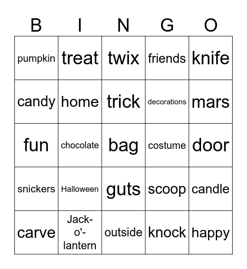 Halloween BINGO Card