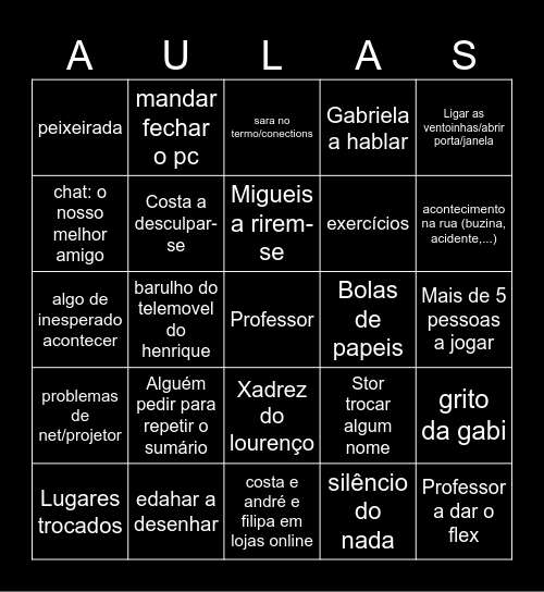 AULAS Bingo Card