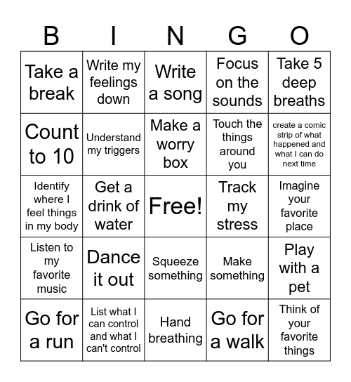 Mental Health Skills BINGO Card
