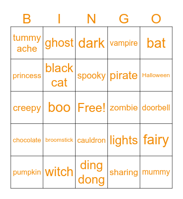 Halloween Bingo Card
