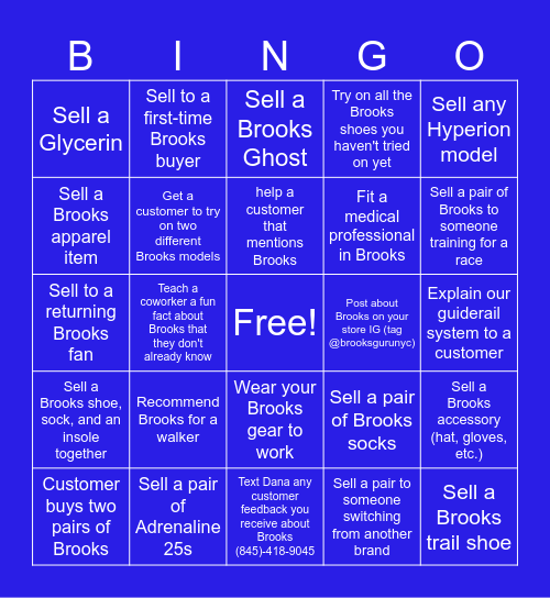 Brooks Bingo Card