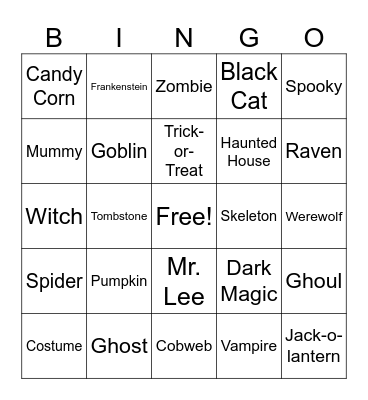 Halloween Bingo Card