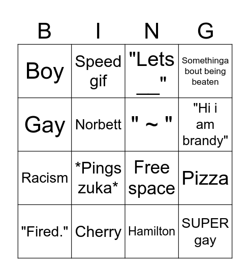 Brandy bingo Card
