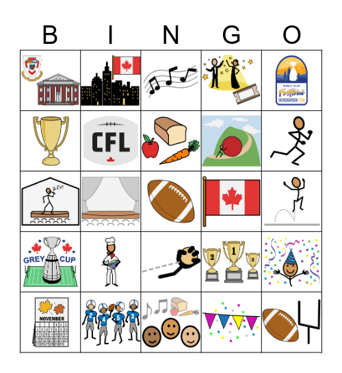 Grey Cup Festival Bingo Card