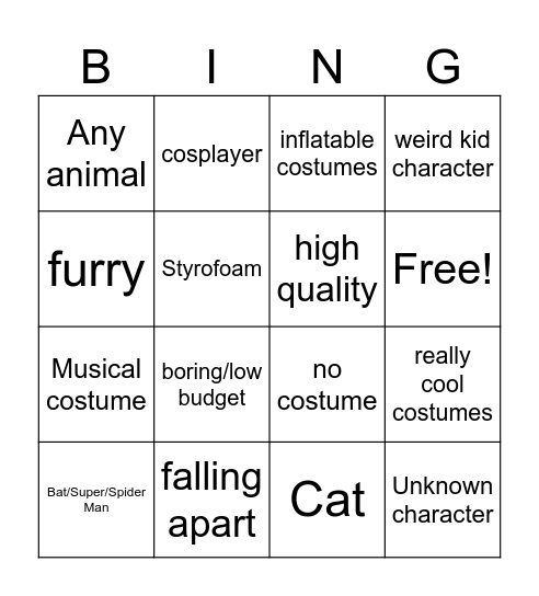 School halloween predicition bingo Card