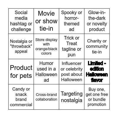 Halloween Marketing Bingo Card