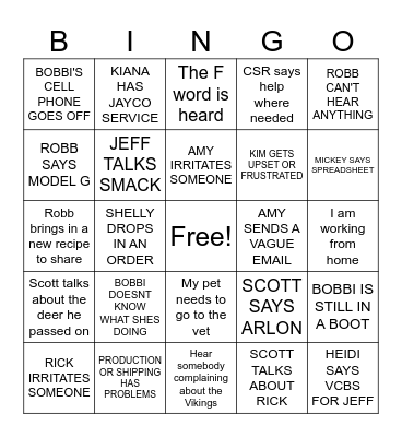 VOMELA OEM BINGO Card