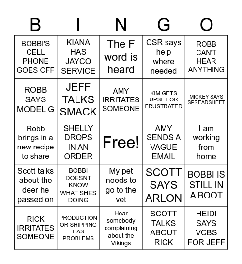 VOMELA OEM BINGO Card