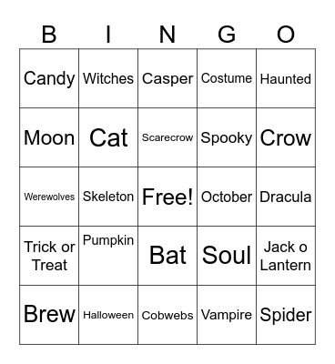 Halloween Bingo Card