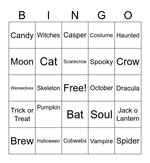 Halloween Bingo Card