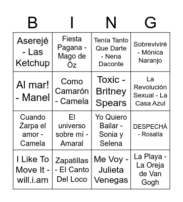 Bingo musical de l'ÉSFesta! Bingo Card