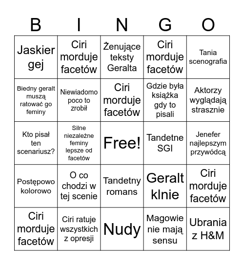 Produkt wiedźminopodobny Bingo Card