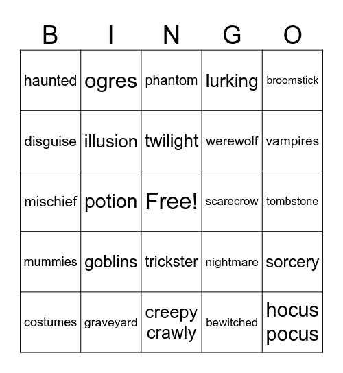 Halloween Bingo Card
