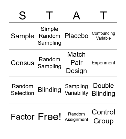 Collecting Data Vocab Review Bingo Card
