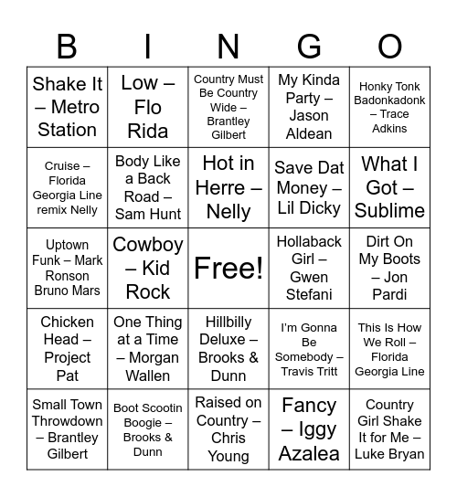 Bodine's 110-115 Bingo Card