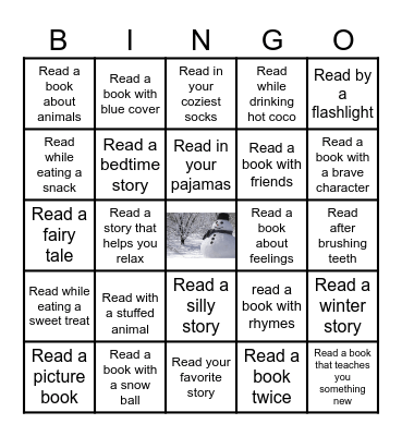 2025 Winter Break Reading Challenge Bingo Card