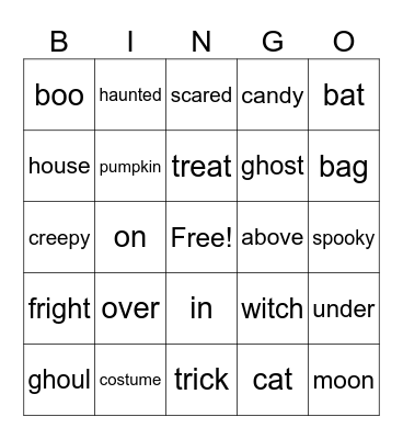 Halloween Bingo Card