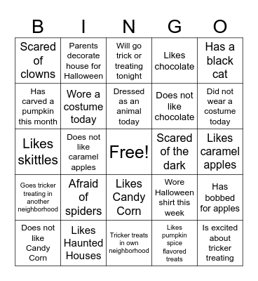 Halloween BINGO Card