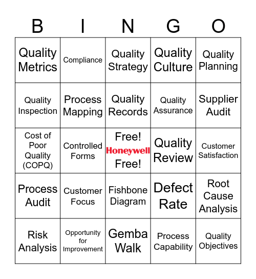 Quality Week Bingo Card