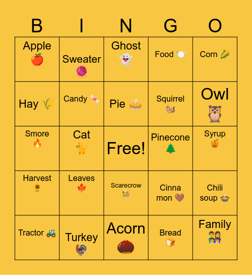 SWSH Fall Key club bingo Card