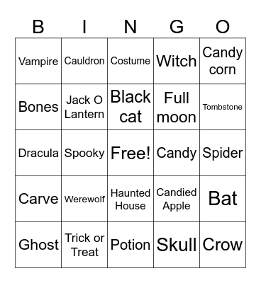 Halloween Bingo! Bingo Card