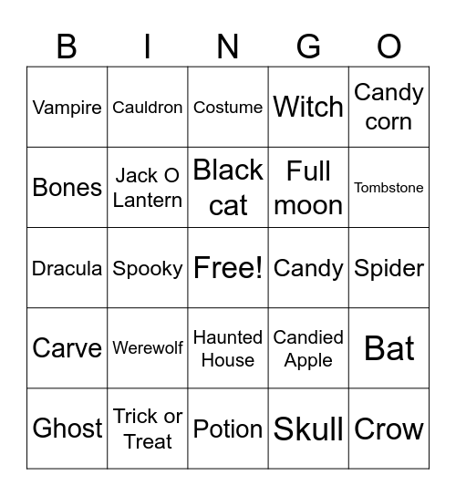 Halloween Bingo! Bingo Card