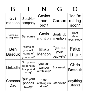 Bascuk Bingo Card