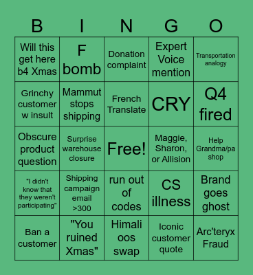F & F 2025 Bingo Card