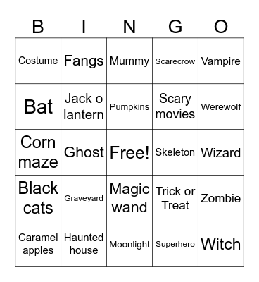 Halloween Bingo Card