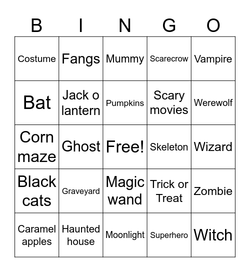 Halloween Bingo Card