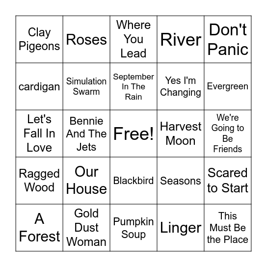 Rounds 1 & 2 - Leaf Season Bingo Card