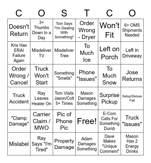 LOGISTICS BINGO Card