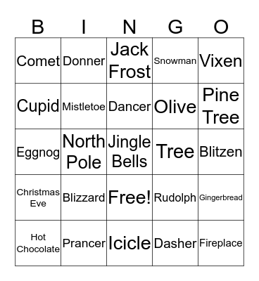 Holiday Bingo Card