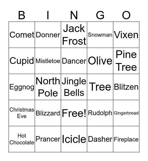 Holiday Bingo Card