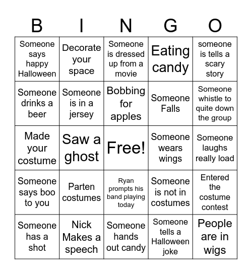 Halloween Bingo Card