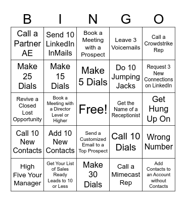 Prospecting Bingo Card