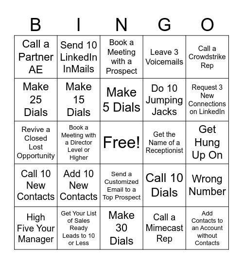 Prospecting Bingo Card